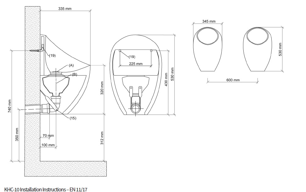 Uridan CADET Ceramic Waterless Urinal Bowl