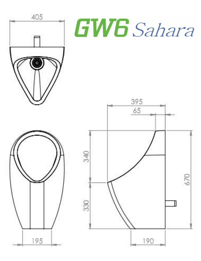 GW6 Sahara GRP Waterless Urinal Bowl