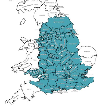 Serviced Counties